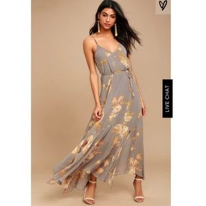 Lulu’s FEELING FREESIA GREY FLORAL PRINT MAX